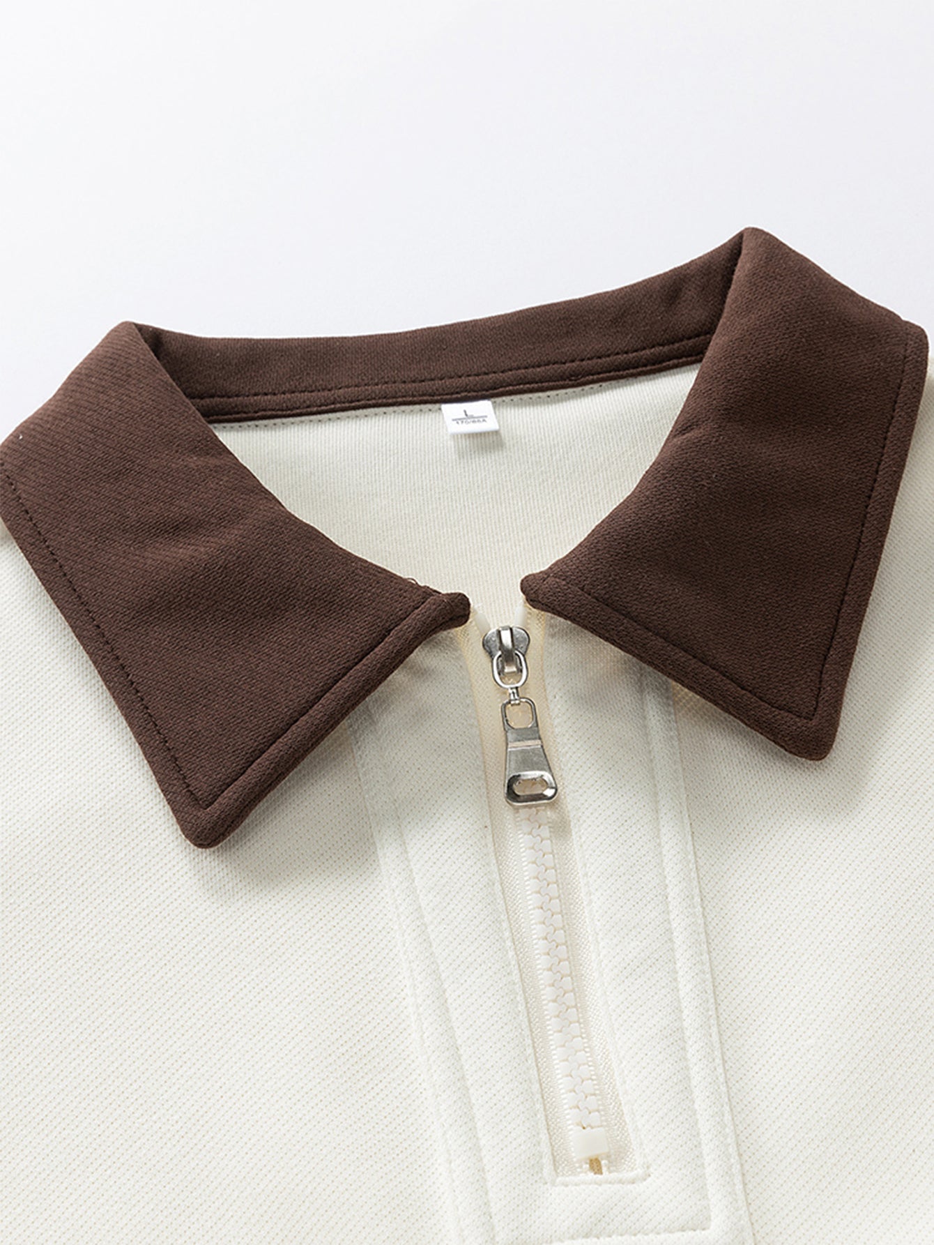 Color Block Zip-Up Polo Sweatshirt