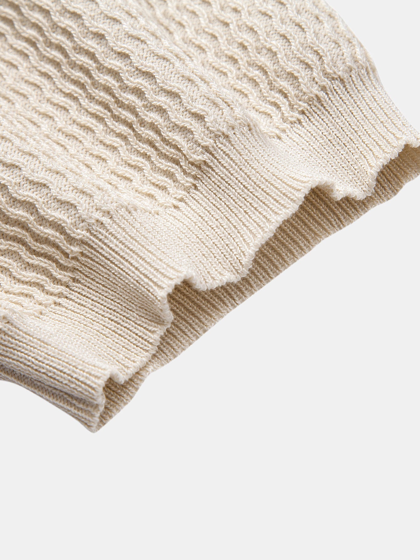 V-Neck Wave Jacquard Knit Polo Shirt