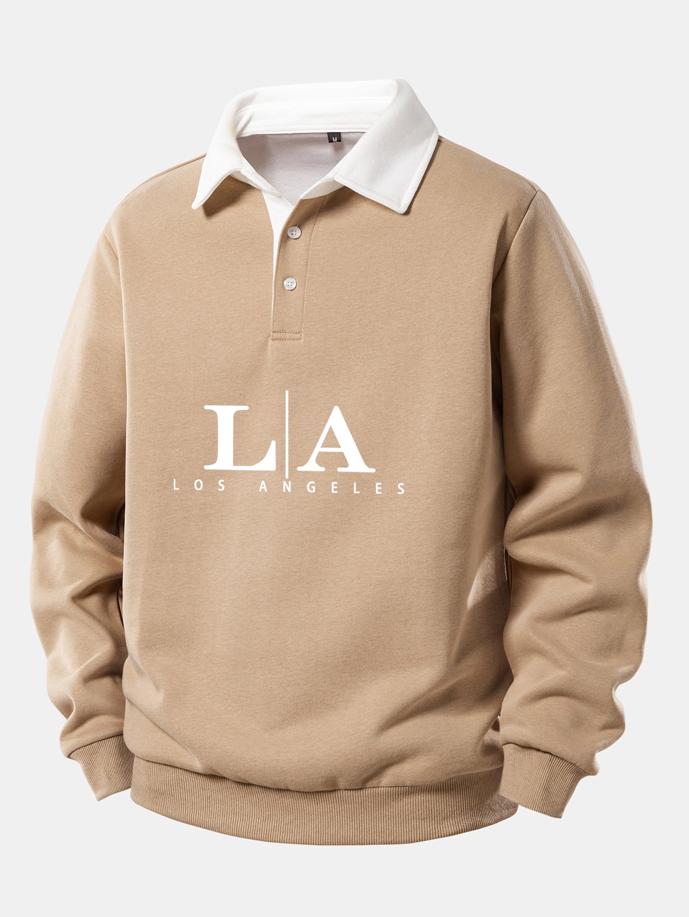 Los Angeles Print Kontrast Poloshirts Kragen Sweatshirt
