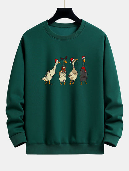Entenmotiv Sweatshirt mit Weihnachtslichtern - Bequemer Sitz