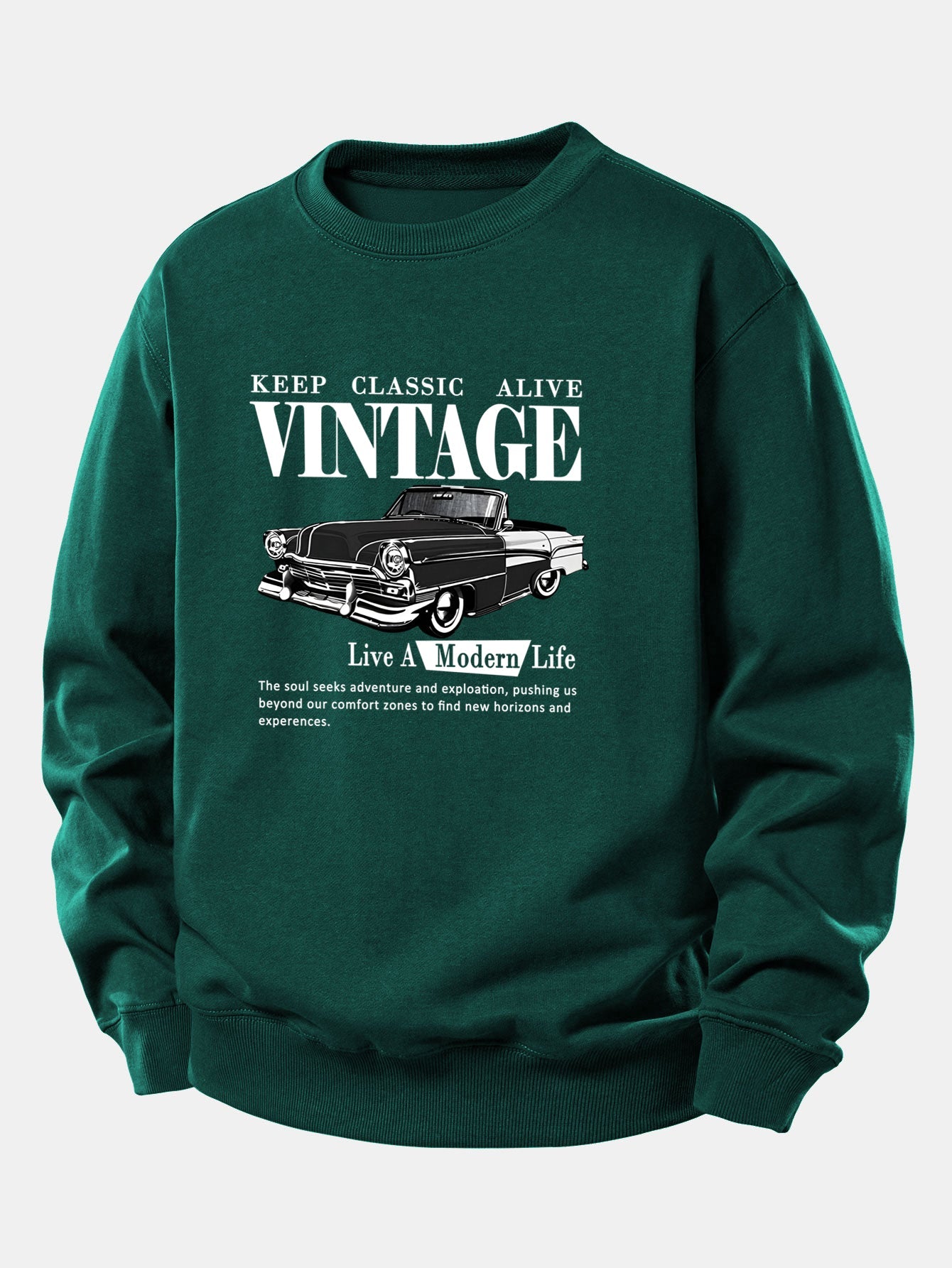 Vintage-Auto-Druck Sweatshirt mit lockerem Schnitt