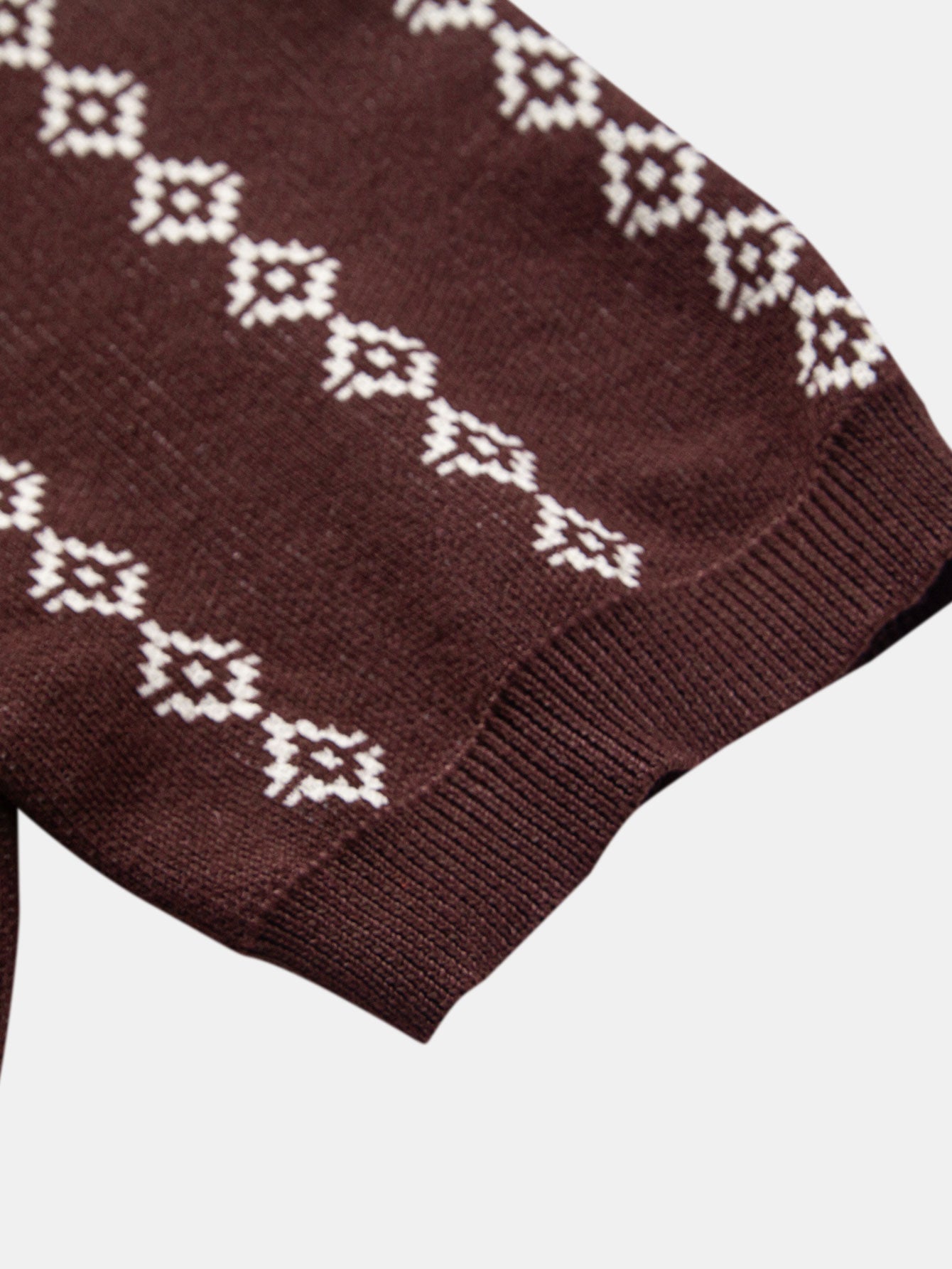 V-Ausschnitt Poloshirt mit geometrischem Strickmuster