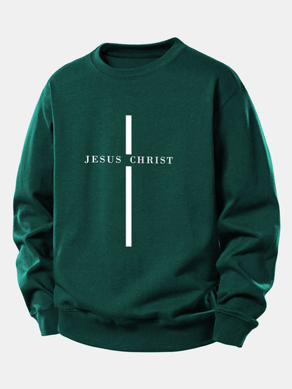 Jesus Christ Streifenmuster Locker sitzendes Sweatshirt