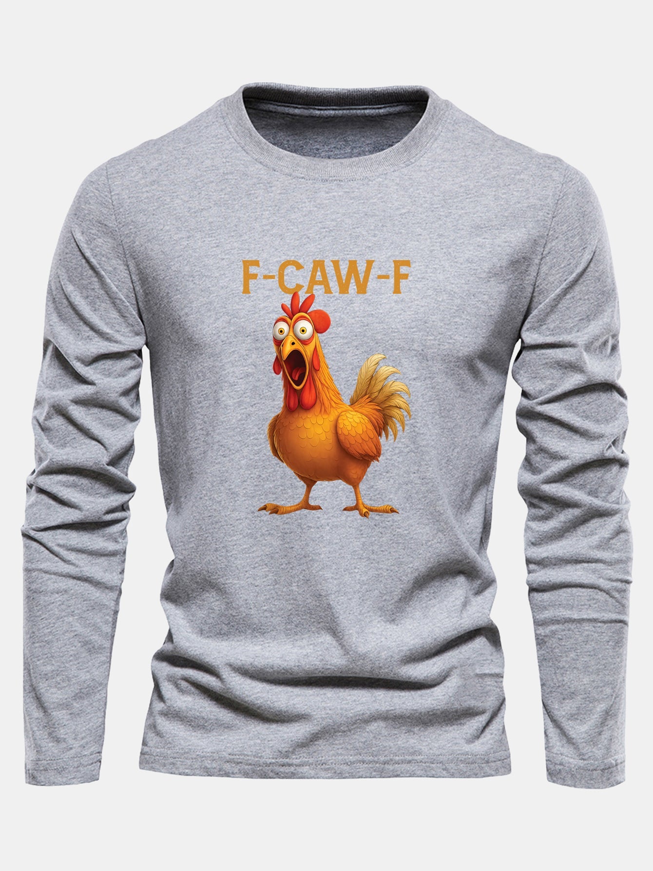 Langarm Baumwoll-T-Shirt mit Hahn-Print