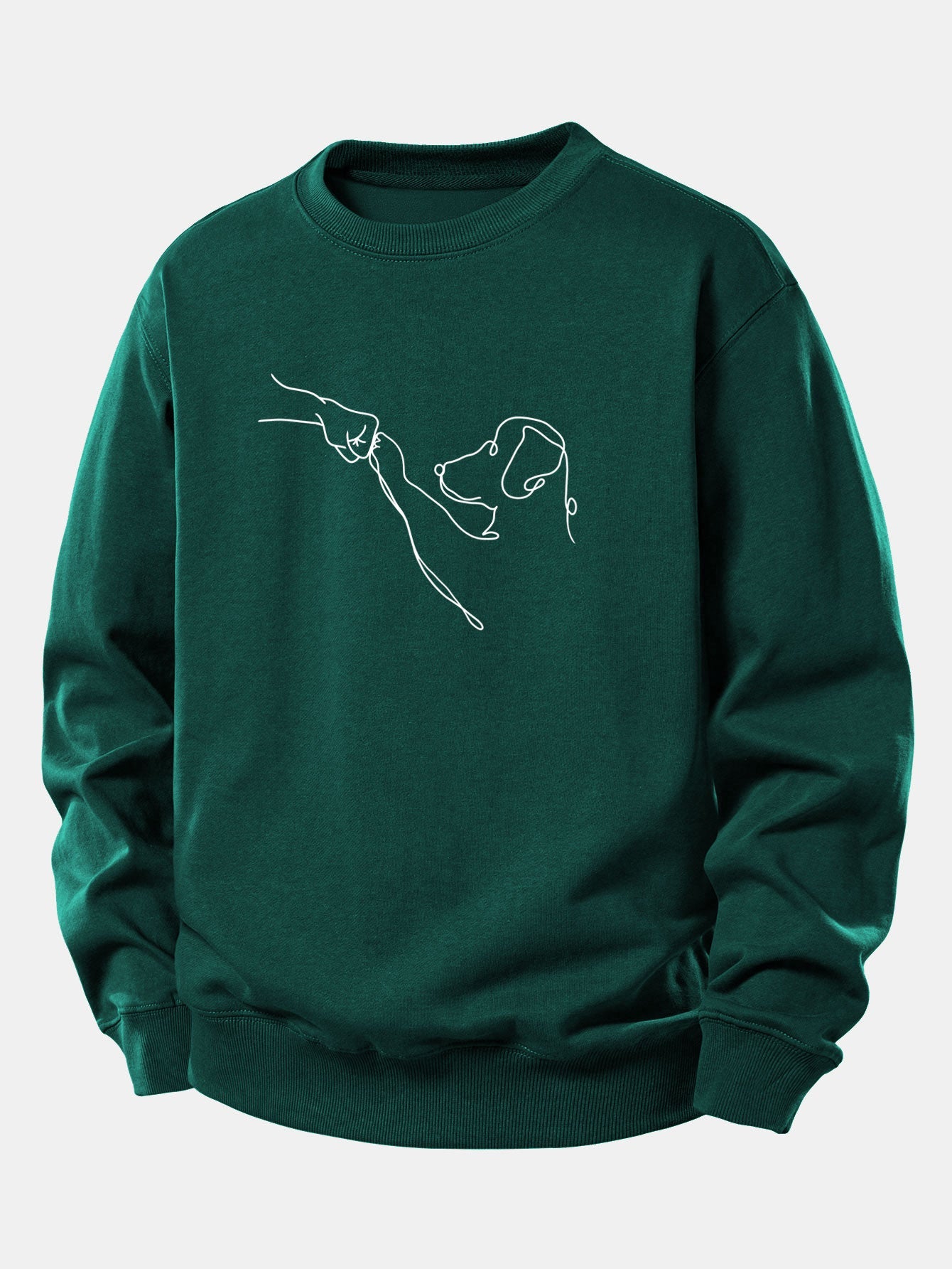Entspanntes Sweatshirt mit Hund Linienzeichnung