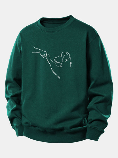 Entspanntes Sweatshirt mit Hund Linienzeichnung