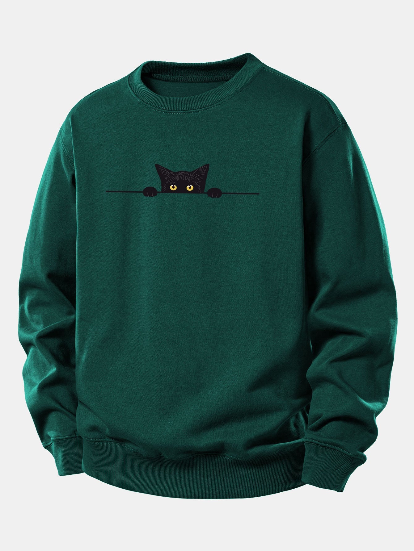 Lockerer Schnitt Sweatshirt mit schwarzem Katzenmotiv