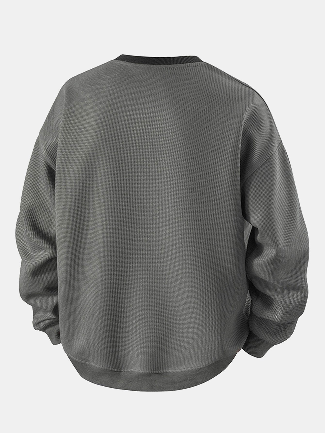 Gestreiftes Waffel-Sweatshirt mit Rundhalsausschnitt für einen lässigen Look