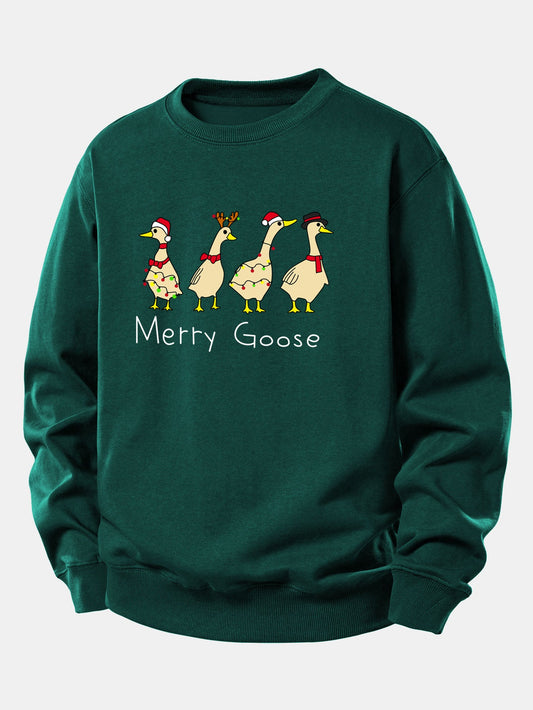 Locker Geschnittenes Sweatshirt mit Weihnachtsente-Design