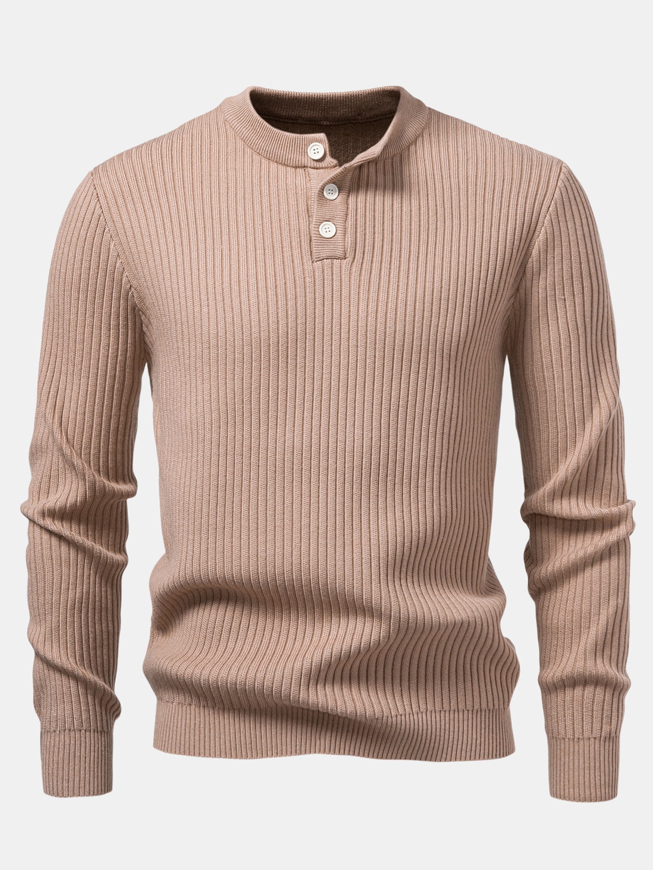 Gerippter Pullover mit Henley-Ausschnitt