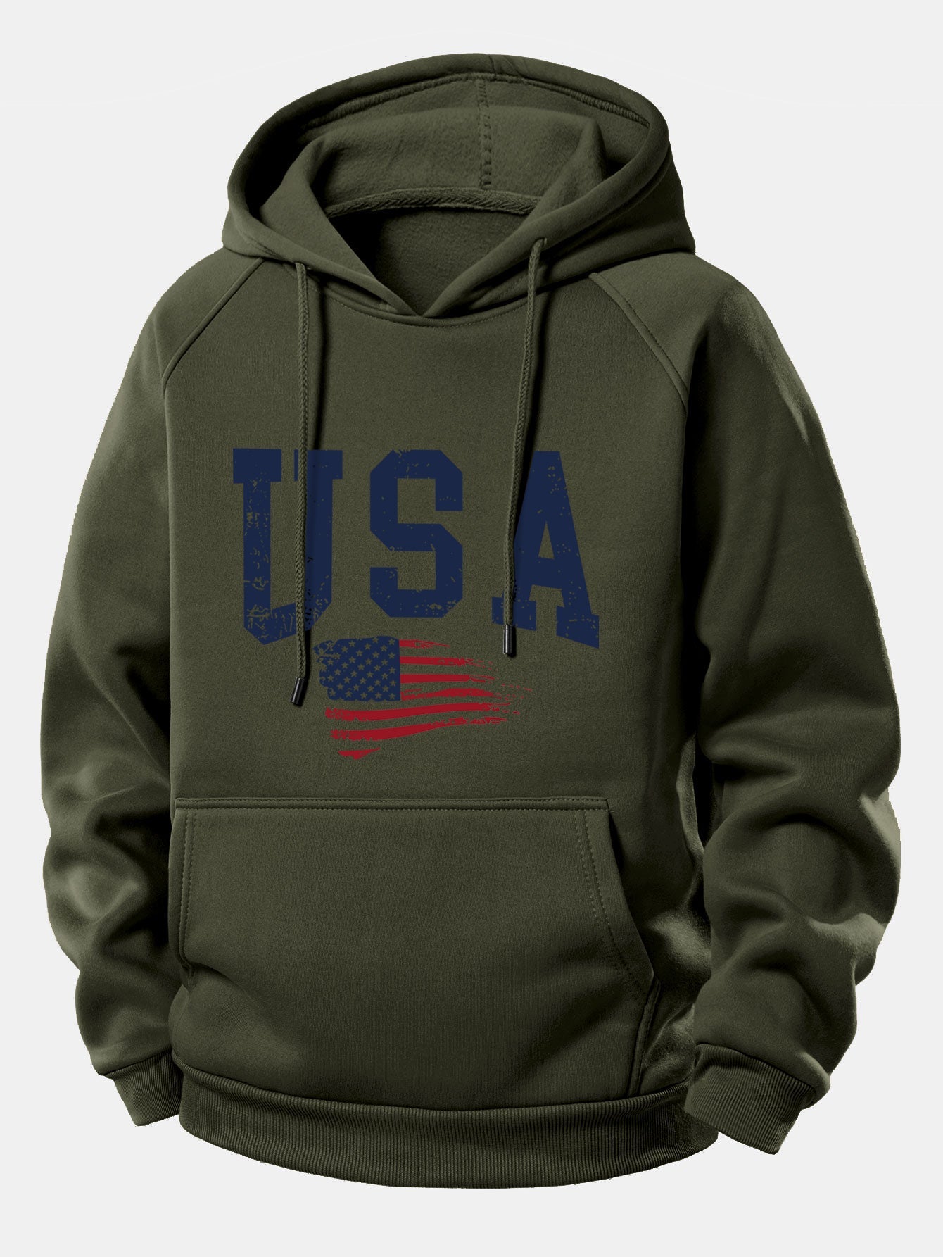 USA-Flaggen-Motiv Kapuzenpullover mit Kordelzug