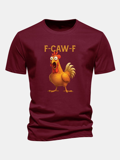 Baumwoll-T-Shirt mit regulärer Passform und Hahn-Design