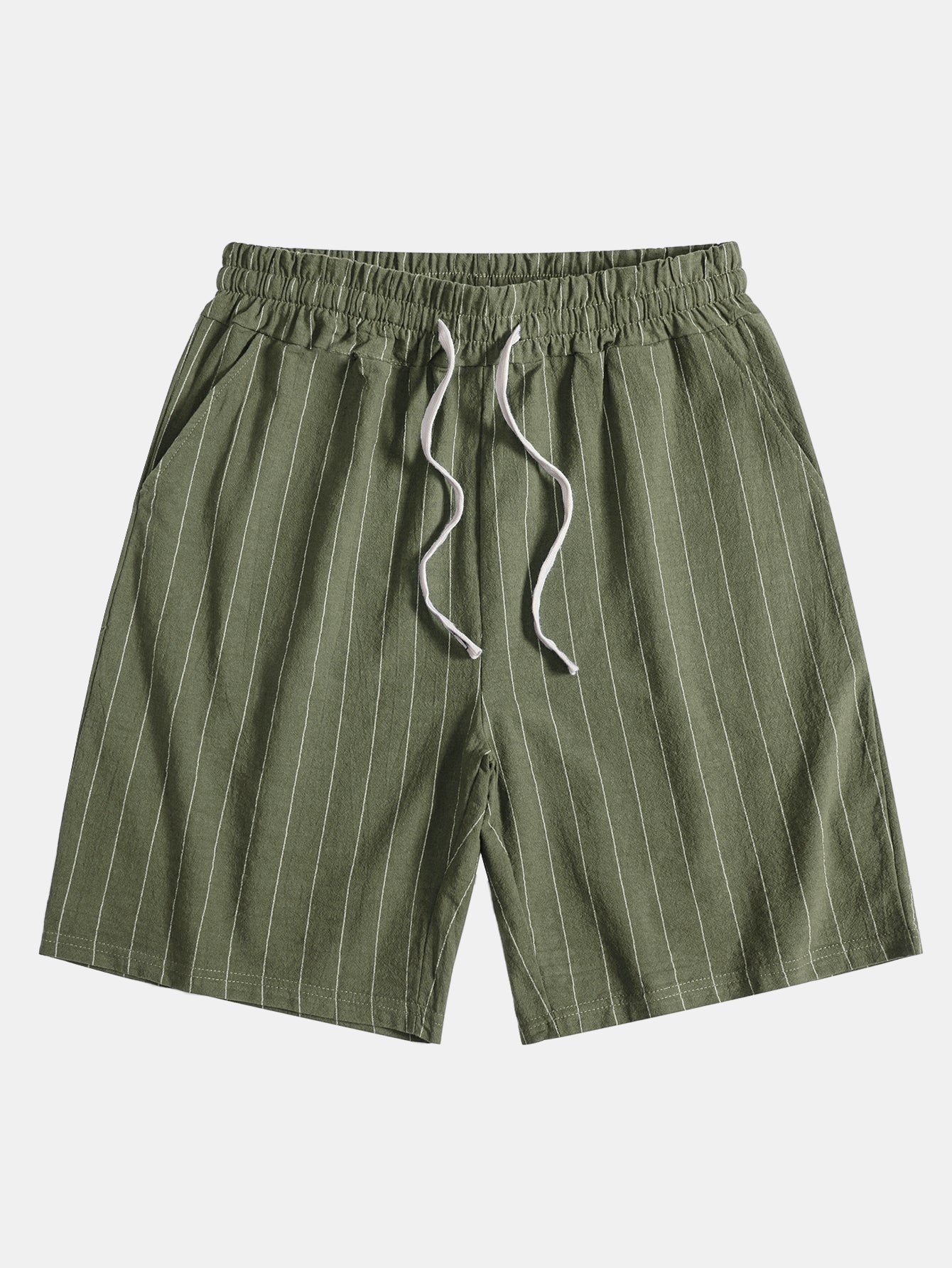 Gestreiftes Hemd in Leinenoptik mit Knöpfen und Shorts mit Kordelzug