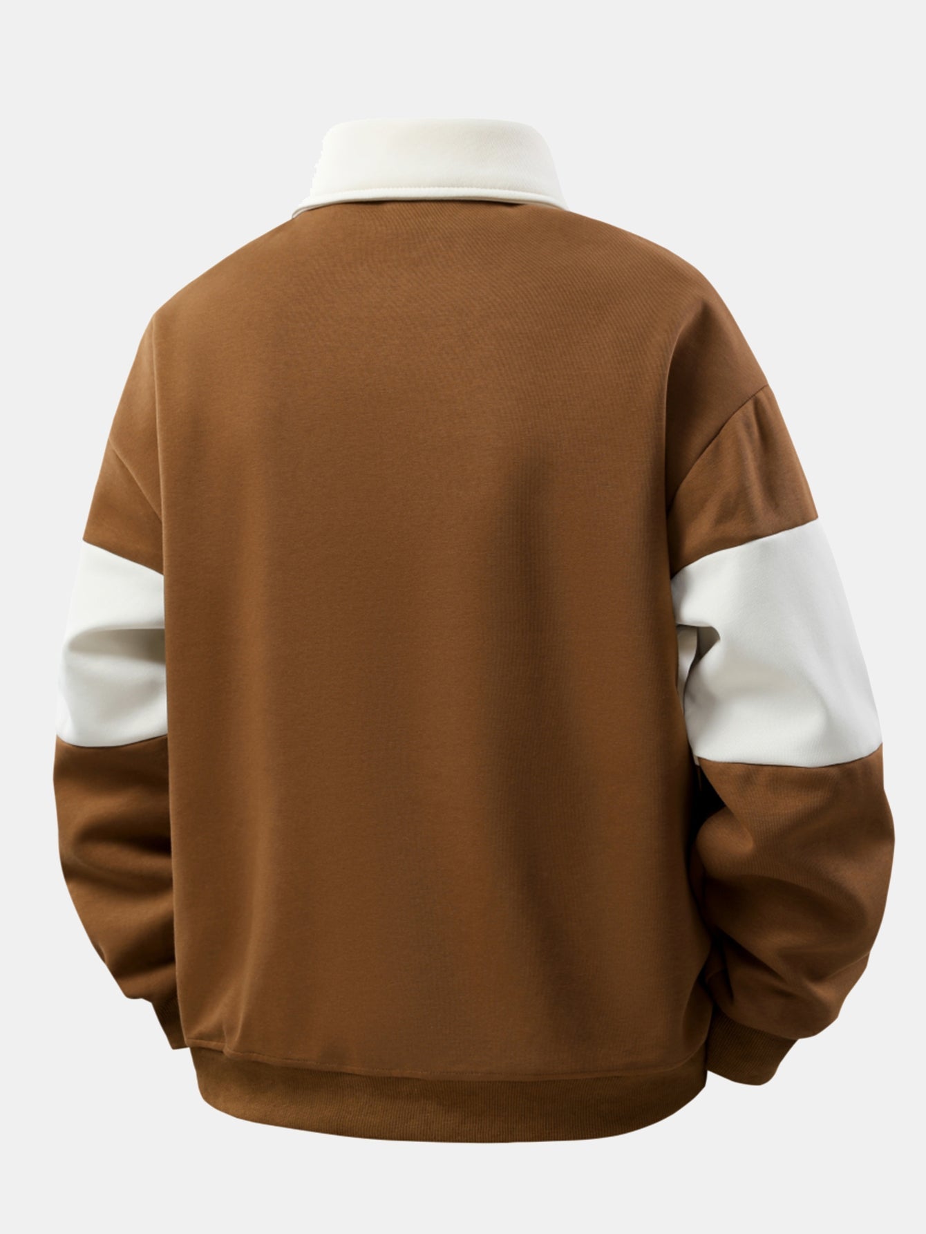 Relaxed Fit Color Block Patchwork Polo Sweatshirt