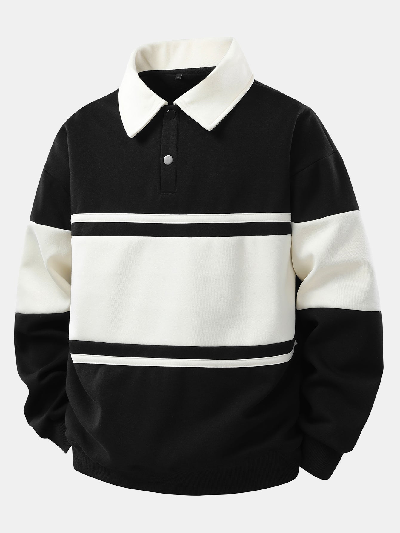 Relaxed Fit Color Block Patchwork Polo Shirt & Split Hem Striped Pants