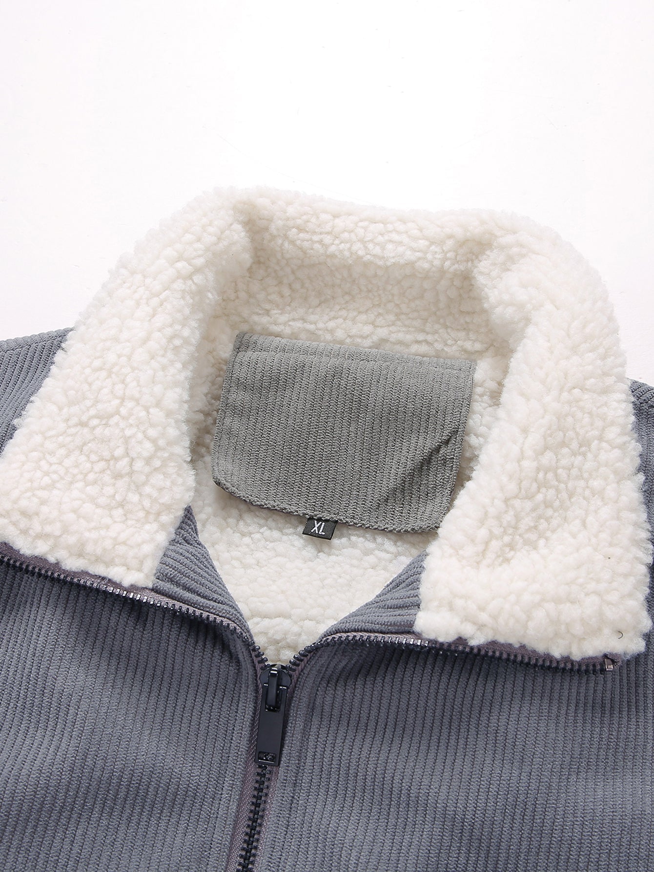 Cordjacke mit Reißverschluss und Teddyfutter