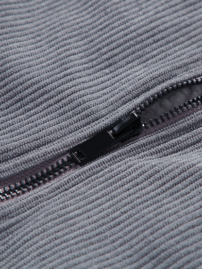 Cordjacke mit Reißverschluss und Teddyfutter