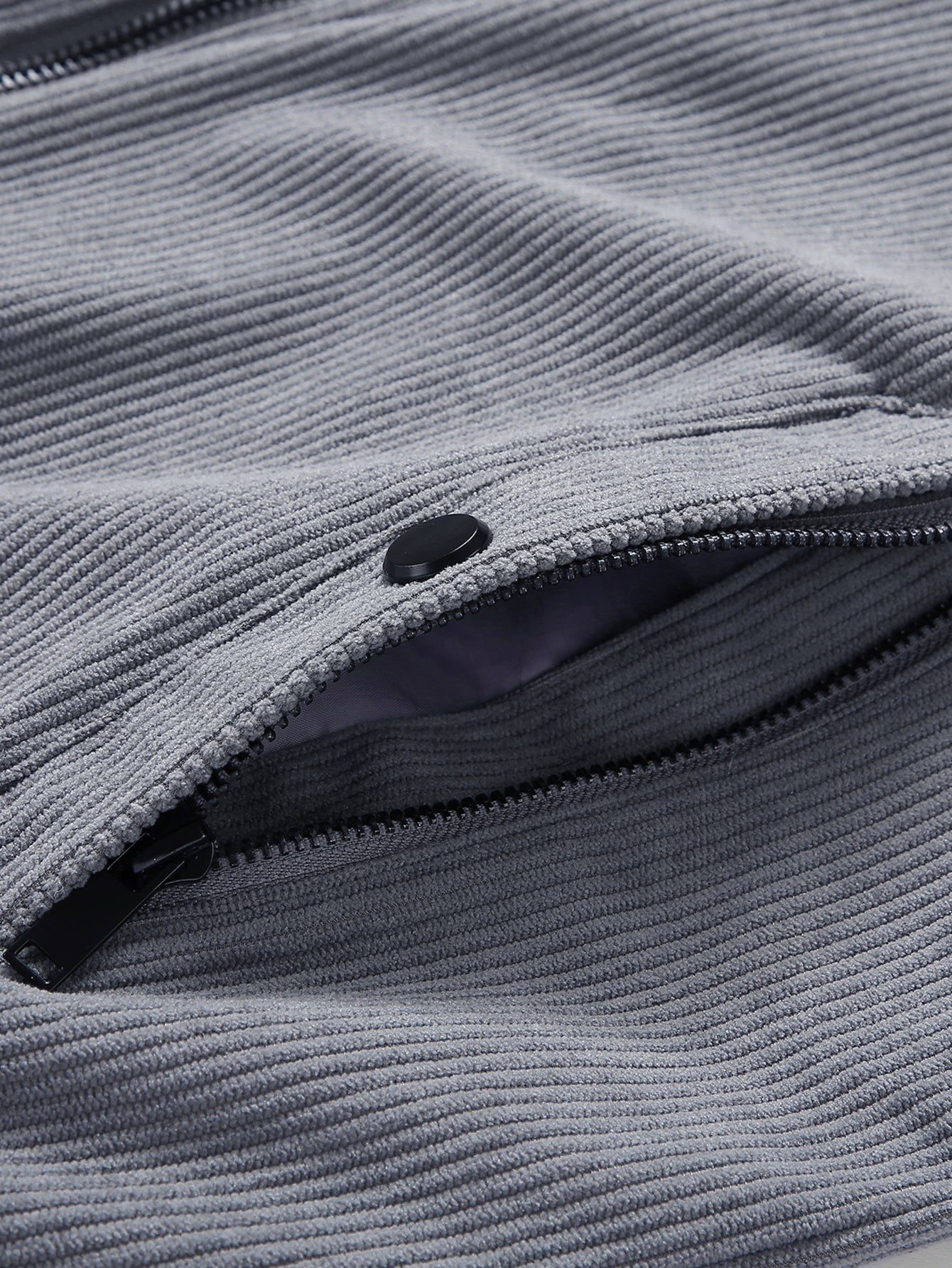 Cordjacke mit Reißverschluss und Teddyfutter