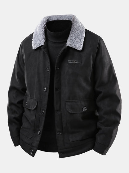 Wildlederjacke mit Teddyfutter und Taschen