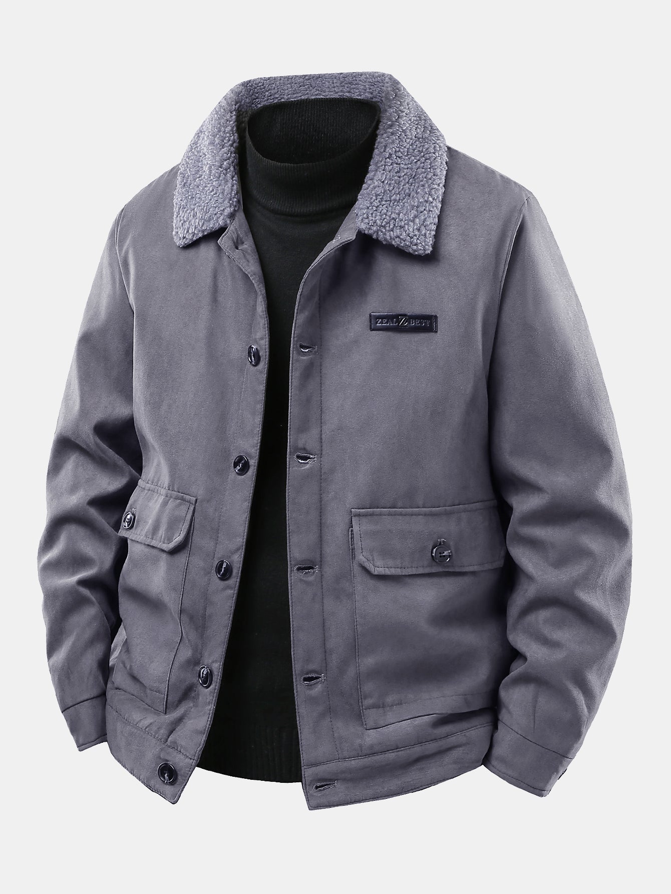 Wildlederjacke mit Teddyfutter und Taschen