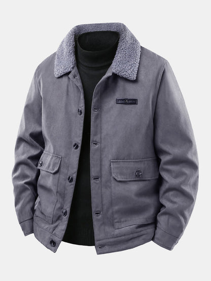 Wildlederjacke mit Teddyfutter und Taschen