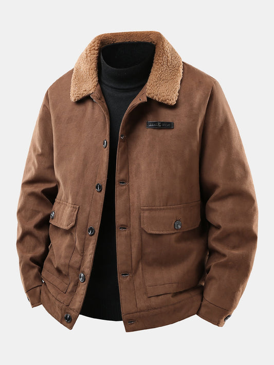 Wildlederjacke mit Teddyfutter und Taschen