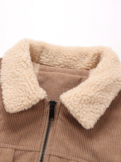 Cordjacke aus Cord mit Reißverschluss, Teddyfutter und Taschen