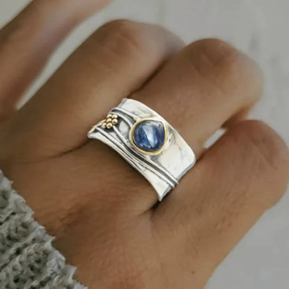 Vintage Silber Blauer Saphir Ring