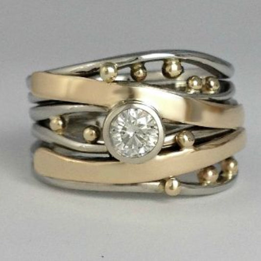 Gold- und Silber-Zirkonia-Ring
