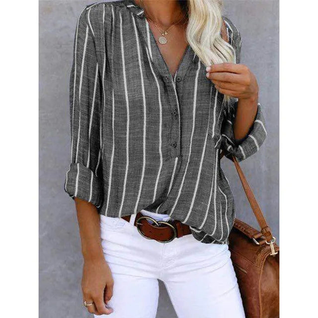 Maddie - Gestreifte Button-Up Bluse