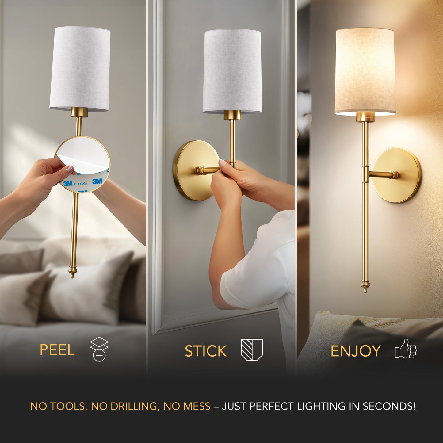 DRAHTLOSE ZYLINDRISCHE WANDLEUCHTEN (SET AUS 2)