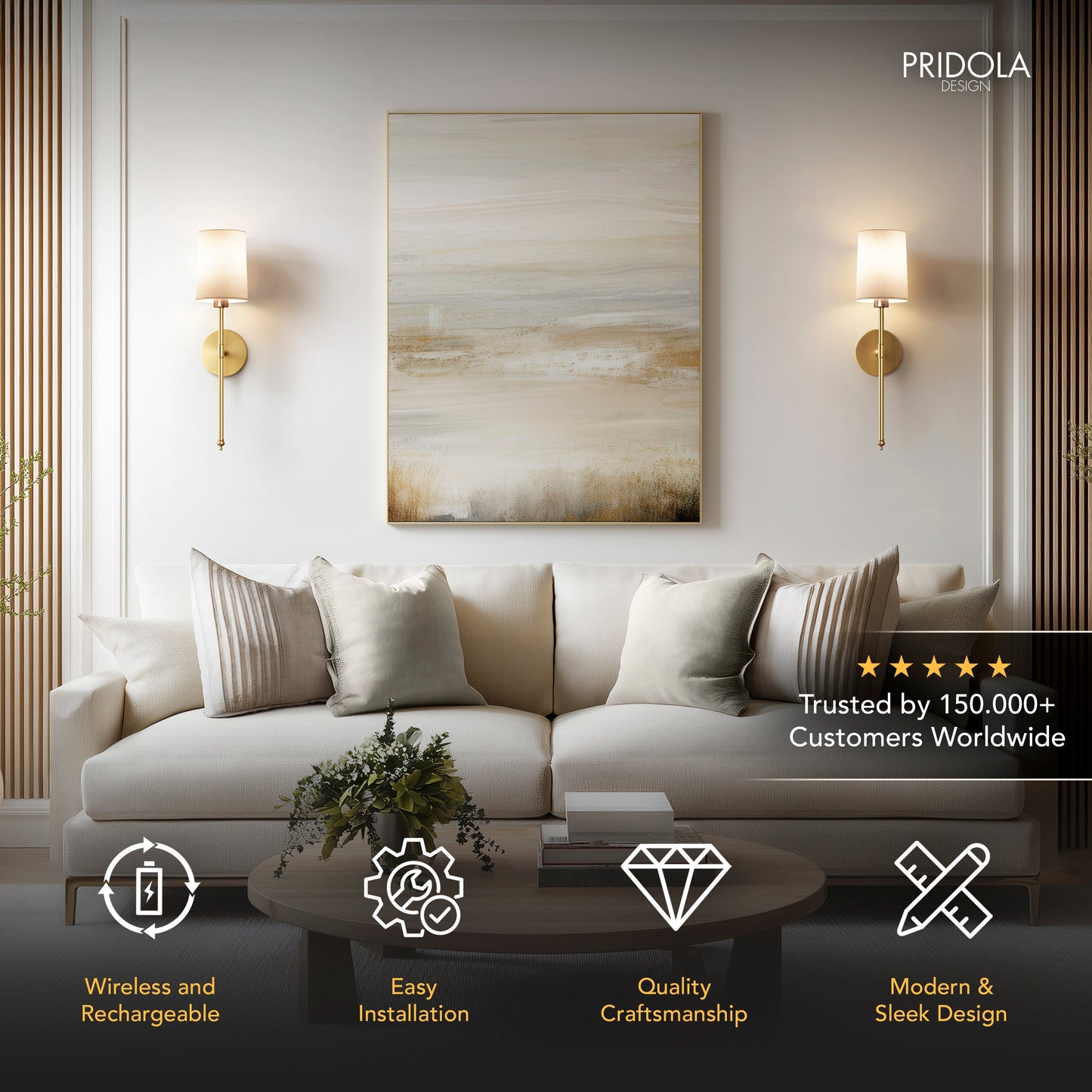 DRAHTLOSE ZYLINDRISCHE WANDLEUCHTEN (SET AUS 2)