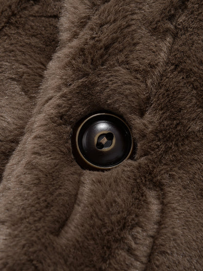 Langärmeliger Kunstpelz-Mantel mit Schalkragen