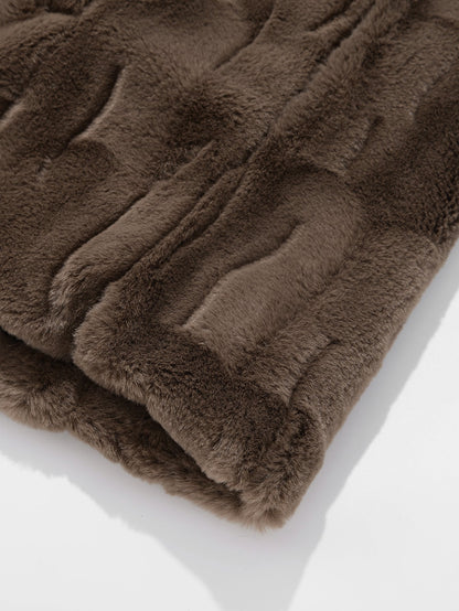 Langärmeliger Kunstpelz-Mantel mit Schalkragen