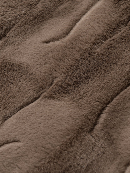 Langärmeliger Kunstpelz-Mantel mit Schalkragen