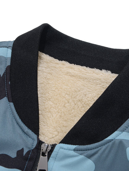 Camouflage Reißverschlussjacke mit Teddy-Futter