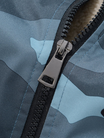 Camouflage Reißverschlussjacke mit Teddy-Futter