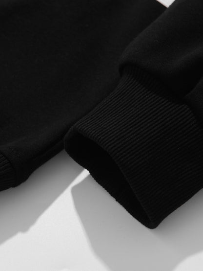 Entspannt geschnittenes Farbblock-Patchwork Poloshirt mit Sweatshirt und geradem Cordhosen