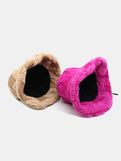 Kontrastfarbige Steppung Plüsch Eimerhut für Wärme