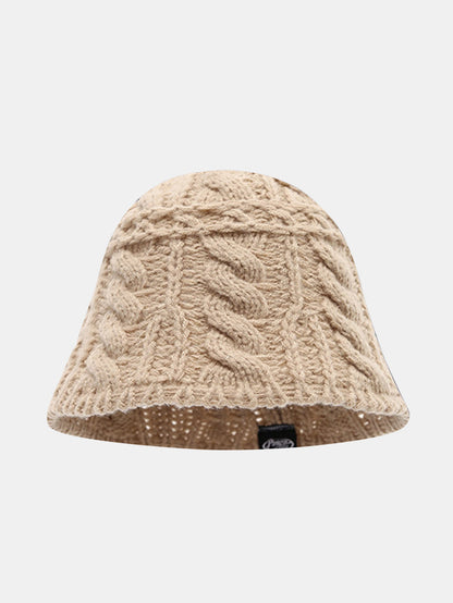 Einfarbiger Woll grob strukturierter warmer gestrickter Fischerhut