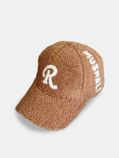 Bestickte R Dekoration Plüsch Warme Baseballkappe
