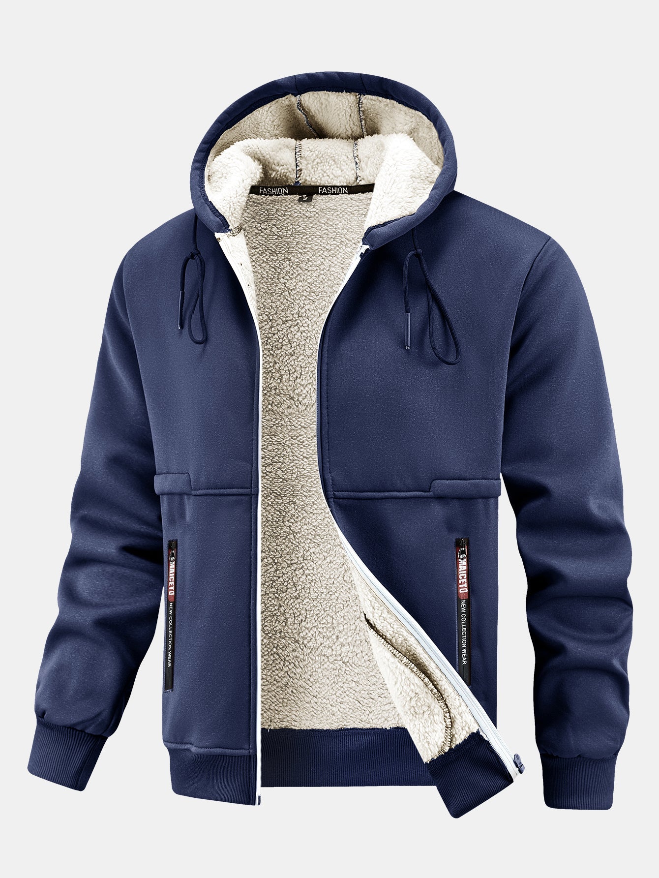 Fleecegefütterter Kapuzenpullover mit praktischer Reißverschlusstasche