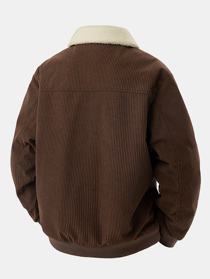 Teddygefütterte Cordjacke mit Reißverschluss