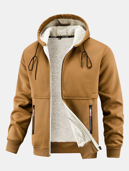 Fleecegefütterter Kapuzenpullover mit praktischer Reißverschlusstasche