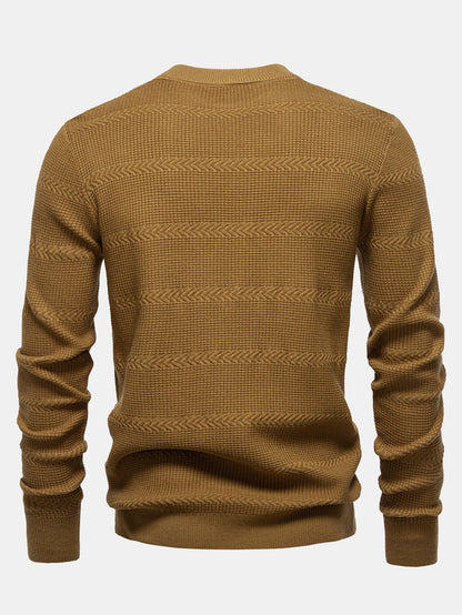 Geometrischer Jacquard Rundhals Pullover