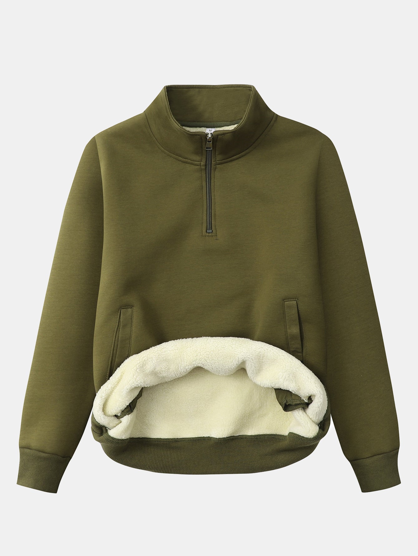 Fleecegefülltes Teddy-Sweatshirt mit Viertel-Reißverschluss