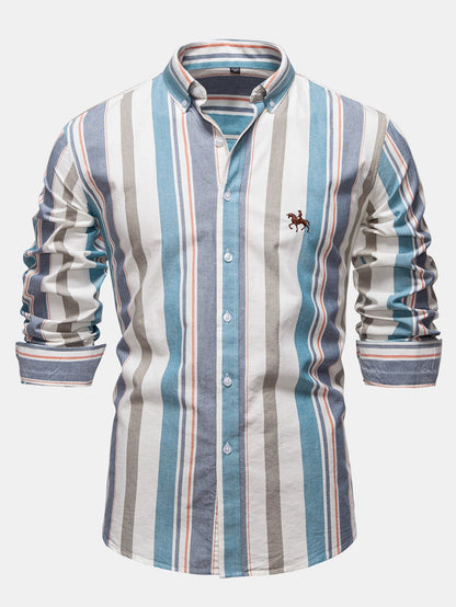 Gestreiftes Cowboy-Hemd aus Baumwolle mit Knöpfen