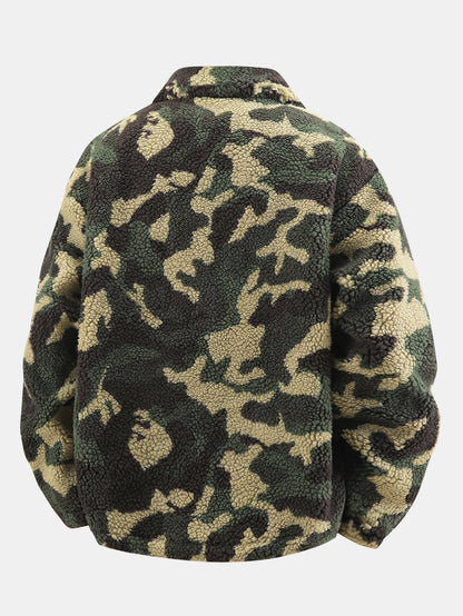 Tarnmuster Teddy-Jacke mit Taschen