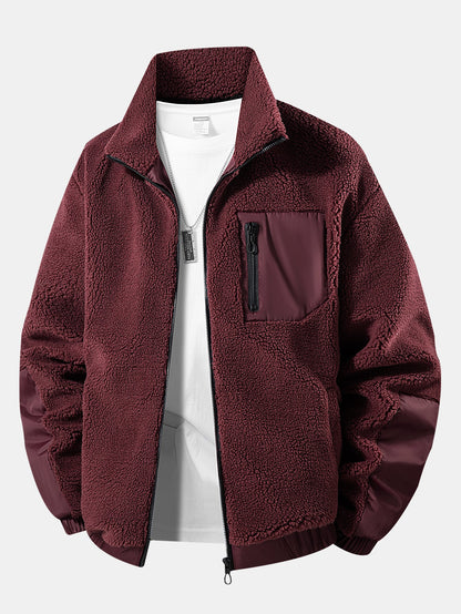 Teddy-Fleece Jacke mit Reißverschlusstaschen