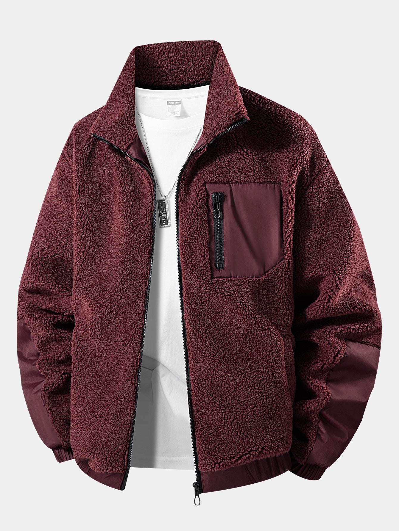 Teddy-Fleece-Reißverschluss-Taschenjacke